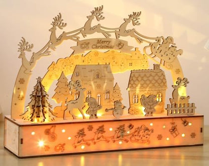 3D Wooden Puzzles for Adults 35pcs LED Light Xmas Theme DIY Wooden Assembly Kit for Teens Home Decor - Image 5