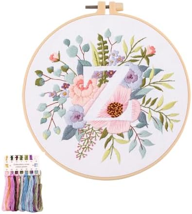 artcici Embroidery Kits Plant Flower Leaf English Letter Patterns for Beginners Adults, Full Range Embroidery Starter Kits Cross Stitch Needlework Supplies (Letter Z) by Unknown