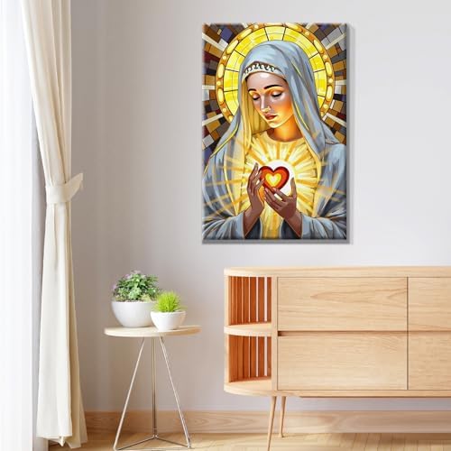 JOOZ 5D Virgin Mary Paint by Numbers Kit for Adults with Frame, 8x12 Inch - Image 4