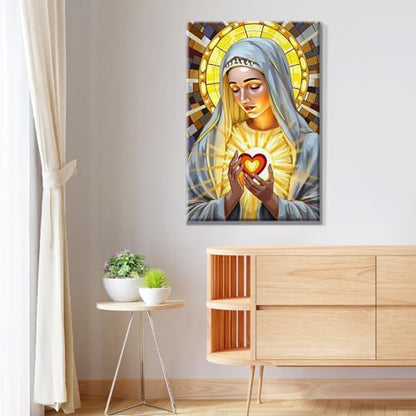 JOOZ 5D Virgin Mary Paint by Numbers Kit for Adults with Frame, 8x12 Inch - Image 4