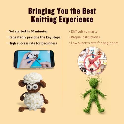 YOKISS 8Pcs Beginner Crochet Starter Kit, Creative Birthday Gifts for Adults & Kids, Popular DIY Patterns, 40% Extra Yarn Crochet Animals Kits with Step-by-Step Video Tutorials - Image 5