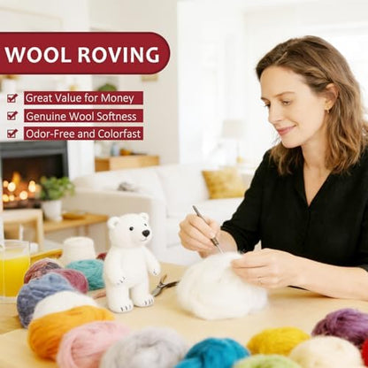 VNAKER 3.4oz Needle Felting Wool Wine Red for DIY Needle Craft Enthusiasts - Image 3