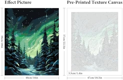 Paint by Numbers Kit for Adults Beginner, Aurora Adult Paint by Number Kits on Canvas Without Frame, Forest Oil Painting by Numbers for Home Decor Gift 16” W x 20”L - Image 3