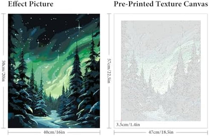 Paint by Numbers Kit for Adults Beginner, Aurora Adult Paint by Number Kits on Canvas Without Frame, Forest Oil Painting by Numbers for Home Decor Gift 16” W x 20”L - Image 3