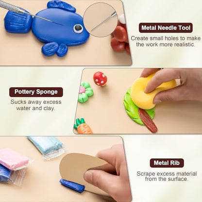 Amrules 12 Pcs Polymer Clay Sculpting Tools Kit for Adults, Light Yellow - Image 3