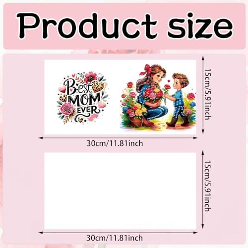 6Pcs Greeting Card DIY Diamond Art Painting Greeting Cards Special Shaped Holiday Blessing Folding Card Kit with Envelopes Arts Crafts for Birthday Festival-Mother01 - Image 4
