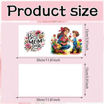 6Pcs Greeting Card DIY Diamond Art Painting Greeting Cards Special Shaped Holiday Blessing Folding Card Kit with Envelopes Arts Crafts for Birthday Festival-Mother01 - Image 4