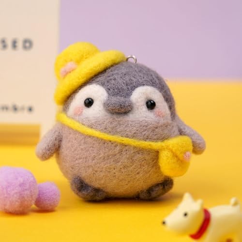 Wizardi Beginner Needle Felting Kit for Adults - Casual Penguin. Bird Felting Kit 5x5x4cm. Felting Tools. Wool Felting Supplies. Felt Crafts. Wool Felt. F07N8-W117 by Wizardi