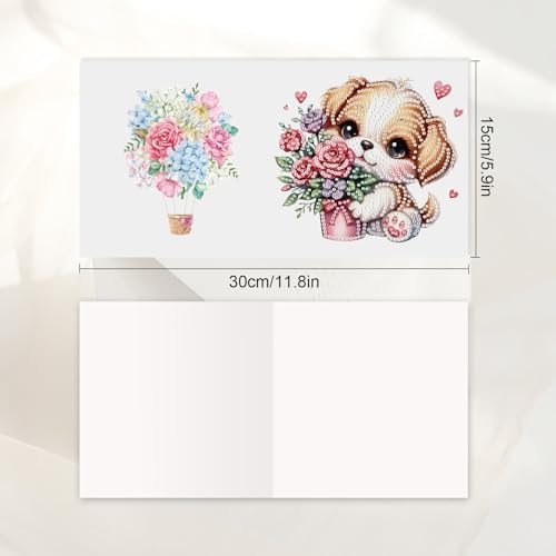 JISHSHAY 6 PCS Diamond Art Greeting Cards Dog Diamond Painting Birthday Cards Animal Gem Art Gem Painting Mosaic Kits for Adults for Thanksgiving Anniversary Valentine Graduation All-Occasion - Image 2
