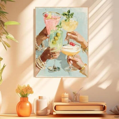 Girly Cocktail Paint by Numbers Kit for Adults Framed Canvas Frameworkless - Image 2