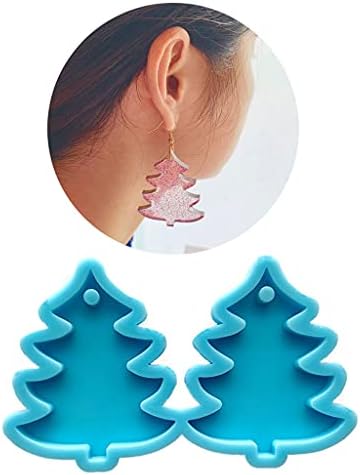1Pc Blue Christmas Pine Tree Earrings Epoxy Resin Silicone Mold Epoxy Resin Casting Molds for Jewelry Making Jewelry Casting Supplies - Image 6