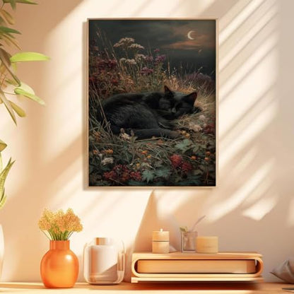 Gothic Cat Paint by Numbers Kit for Adults Framed Canvas, Frameworkless - Image 4
