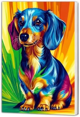 NXIKYO Framed Dachshund Dog Paint by Numbers Kit for Adults Beginner, Colorful Puppy Easy Paint by Numbers Canvas with Frame, DIY Painting Kit for Relaxing Home Wall Decor Gift 8x12 Inch by NXIKYO