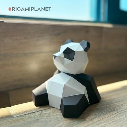 3D Panda Lanlan Origami Paper Craft Kit, Fun DIY Pre-Cut 3D Paper Art Model for Teens & Adults, Easy Handmade Animal Figurine Sculpture Gift Set for Bookshelf Decoration - Image 4