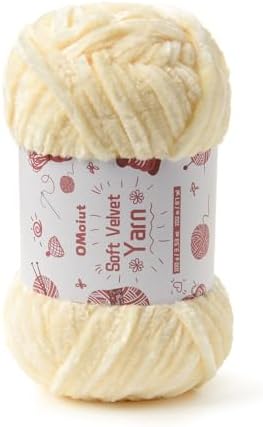100g Fluffy Velvet Chenille Yarn for Crocheting and Knitting, 80m (87.5yd) Baby Yarn for Crocheting Soft, Crochet Chunky Yarns Amigurumi Yarns（Milky White by OMoiut