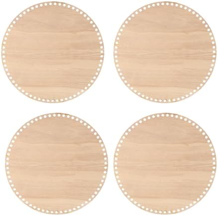 PATIKIL 10" Diameter Crochet Basket Bottom Dark Wood Color 4Pcs by PATIKIL