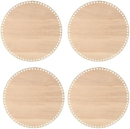 PATIKIL 10" Diameter Crochet Basket Bottom Dark Wood Color 4Pcs by PATIKIL