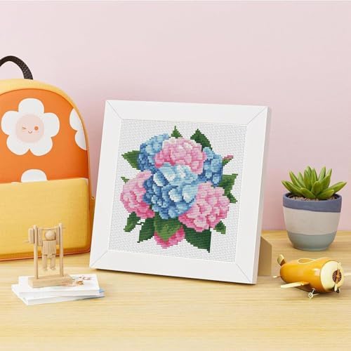 Hydrangea Stamped Cross Stitch Kits for Adult Beginner with Wooden Frame - Image 2