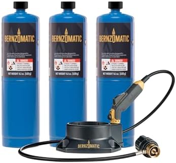 Bernzomatic FirePoint Creator Tool, Precision Flame Hand Torch for use with Bernzomatic MAP-Pro or Propane Fuel (Firepoint Tool + 3 Propane Cylinders) by Bernzomatic