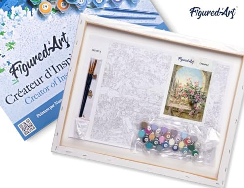 Figured'Art Paint by Numbers for Adults with Frame Pretty Bouquet 16"x20" - Craft Art Painting DIY Kit Canvas Already Stretched on a Wooden Frame - Image 5