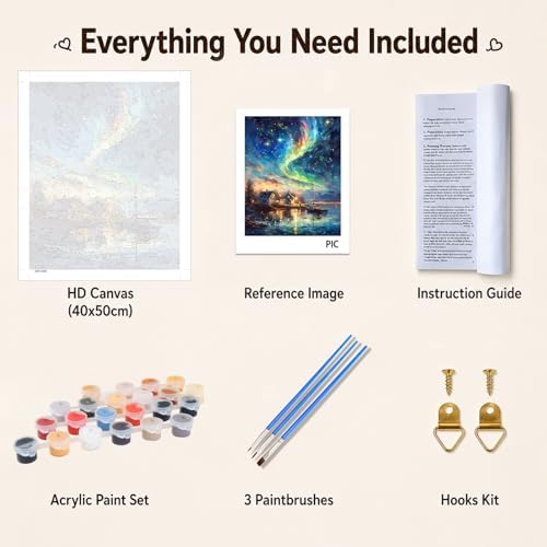 AUKELHJ Paint by Numbers Kit for Adults Beginner, Aurora, 16X20 Inch - Image 6