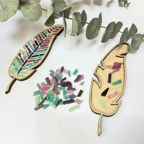sjljzxd 3PCS Craft Kits for Adults, Mixed Colour Leaf Mosaic Kit, Creative DIY Colourful Home Decoration Mosaic Tiles for Crafts, Glass Mosaic Pieces Kit Mosaic Making Supplies Puzzle (3) - Image 3