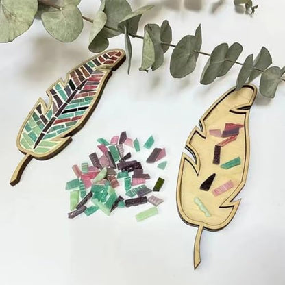 sjljzxd 3PCS Craft Kits for Adults, Mixed Colour Leaf Mosaic Kit, Creative DIY Colourful Home Decoration Mosaic Tiles for Crafts, Glass Mosaic Pieces Kit Mosaic Making Supplies Puzzle (3) - Image 3
