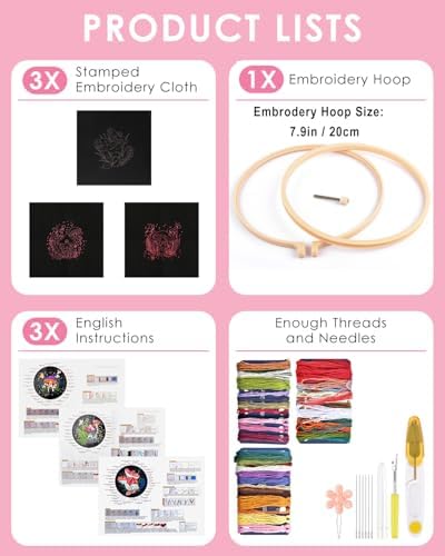 TINDTOP Embroidery Kit for Adult, Mushroom Embroidery Stitch Practice kit - Image 2
