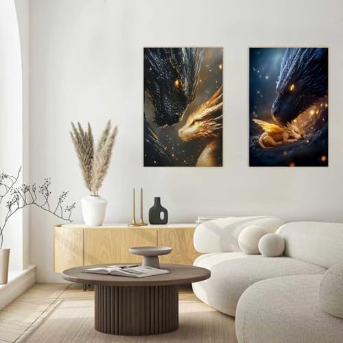 KYOQFVN 2 Pack Dragon Paint by Numbers Kit for Adults Beginner with Framed, Dragon Paint by Number Kits for Adults Beginner, DIY Painting by Number Kits for Home Wall Decor 8x12inch - Image 4