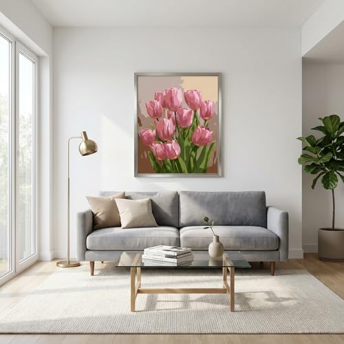 Paint by Numbers Kit for Adults,Tulip DIY Paint by Number With Frame - Image 2