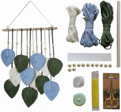 Zqyxiehuo DIY Macrame Leaf Wall Hanging Beginners Boho Wall Leaf Tapestry Kit Handmade Woven Tapestry Feather Wall Hanging DIY Macrame Kit for Adults Birthday Gift 15.8"(Green,Blue) by Unknown