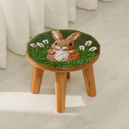 Latch Hook Rug Kit Brown Rabbit in Grass Easy for Beginners Round Shape Carpet Crochet Yarn Craft Mini Rug DIY Hook and Latch Little Tapestry for Home Decor 30x30cm - Image 4