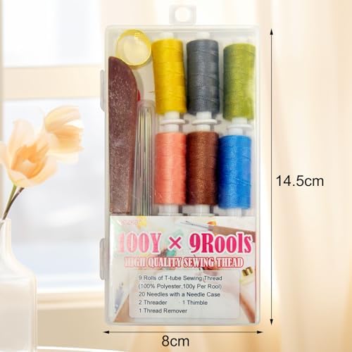 QCZKB Sewing Kit with Plastic Box Portable Sewing Supplies for Home Traveler, Contains Thread, thimbles, Seam Ripper，Needles,Needle threaders - Image 2