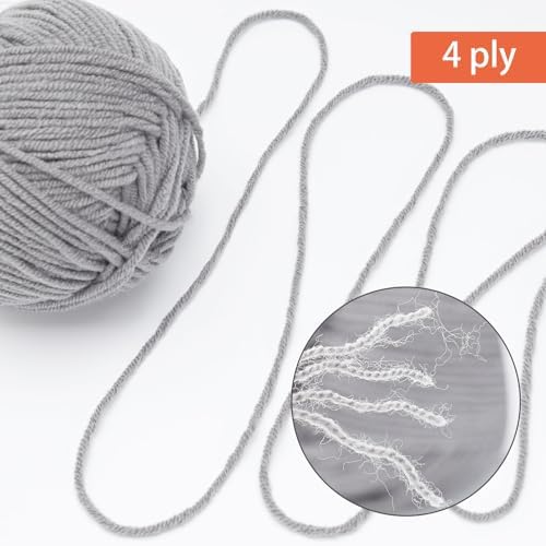 NICEEC 300g Soft Assorted Colors Yarn 100% Acrylic 870yds -Light Gray - Image 3