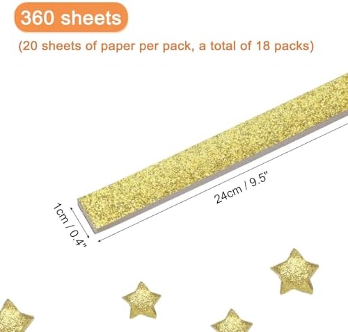 MECCANIXITY 360 Sheets Origami Paper Glitter Stars Papers Light Gold Fold Paper for Beginner Arts Crafts Projects,0.4 x 9.5 Inch - Image 2