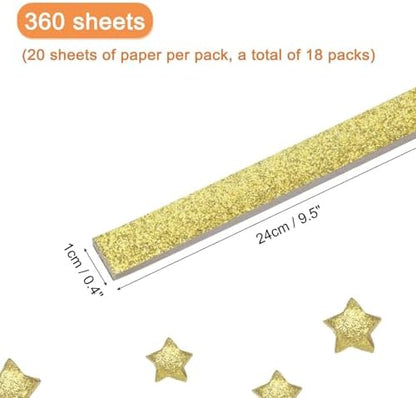 MECCANIXITY 360 Sheets Origami Paper Glitter Stars Papers Light Gold Fold Paper for Beginner Arts Crafts Projects,0.4 x 9.5 Inch - Image 2