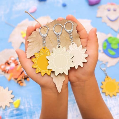 RattanView 24 Pcs Sun Craft DIY Wooden Sun Expressions Kits - Image 6