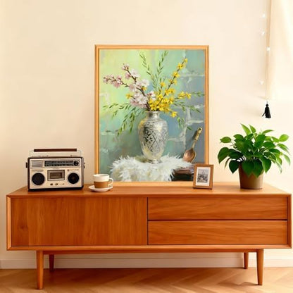 AIRDEA Flowers Paint by Numbers for Adults Beginner,Painting by Number Kits on Canvas,Frameless,16x20in DIY Acrylic Painting,Home Wall Decor,Peach Blossoms and Forsythia - Image 2
