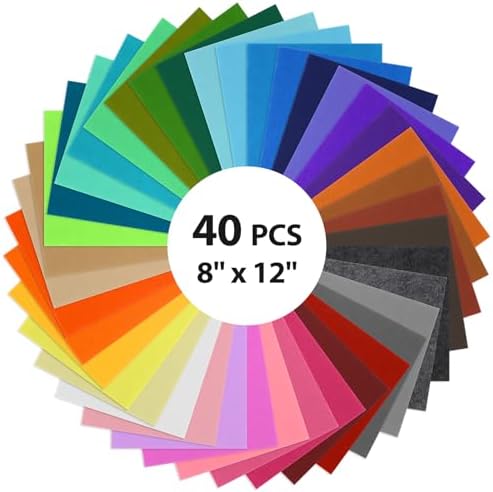 12x8 Inch 40Pcs 40 Colors Felt Sheets, DIY Craft Supplies by Unknown
