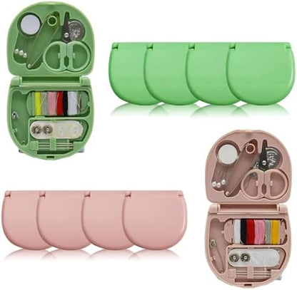 REROON 8 Pack Mini Travel Sewing Kit for Adult & Kid | Portable Sewing Box Kit Bulk | Small Emergency Repair Set with Thread Scissors Needle for Travel, Beginner DIY Handcraft | Pink + Green by Unknown
