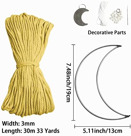 JeogYong Macrame Kit, DIY Moon Dream Catcher Macrame Kits for Kids & Adults Beginners, Includes Metal Hoop Rings Macrame Cord or More Craft Supplies and Materials for Bohemian Wall Decor Dreamcatcher - Image 2