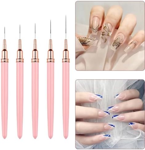 Metallic Nail Art Brushes Superfine Brush 5 Pcs Kit Professional Nail Liner Brush Nail Details Brush Nail Painting and Drawing Liner Brush for Nail Salons - Image 3