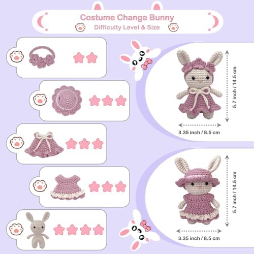 LoopMap Crochet Kit for Beginners – Amigurumi Crochet Animal Kit, Easy Starter Kit with Video Tutorial, Complete Crochet Kit with Extra Yarn, Gift for Adults & Teens (Bunny, Purple) - Image 6