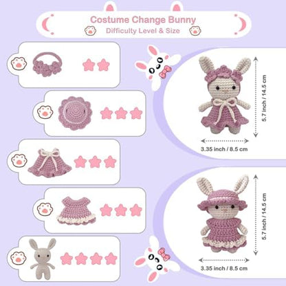 LoopMap Crochet Kit for Beginners – Amigurumi Crochet Animal Kit, Easy Starter Kit with Video Tutorial, Complete Crochet Kit with Extra Yarn, Gift for Adults & Teens (Bunny, Purple) - Image 6