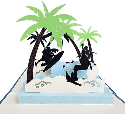 iGifts And Cards Surfing Adventure 3D Pop-Up Card – Big Wave Surprise 6 x 6 by IGIFTSANDCARDS