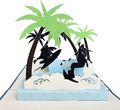 iGifts And Cards Surfing Adventure 3D Pop-Up Card – Big Wave Surprise 6 x 6 by IGIFTSANDCARDS
