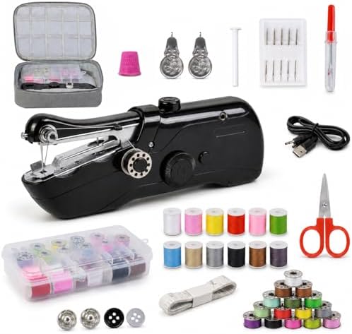 Handheld Sewing Machine for Beginners Adults, Portable Hand Sewing Machine with 42-Piece Kit & Storage Bag, Mini Cordless Electric Stitching Mending Machine, Dual Power Battery & USB, Home Travel DIY by Unknown