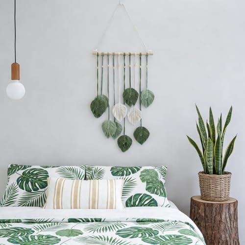 AHANDMAKER Green DIY Macrame Kit for Adults Large Bohemian Style Cotton Tapestry Feather Wall Hanging for Living Room Bedroom Christmas Office Home Decor - Image 4