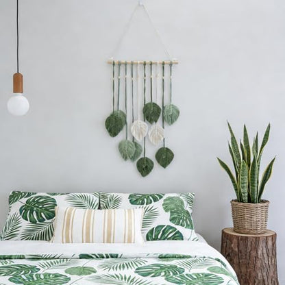AHANDMAKER Green DIY Macrame Kit for Adults Large Bohemian Style Cotton Tapestry Feather Wall Hanging for Living Room Bedroom Christmas Office Home Decor - Image 4