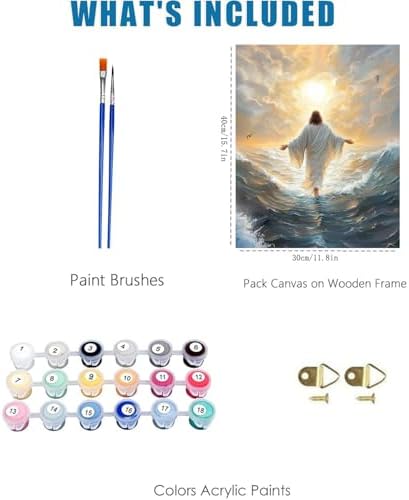 Jesus Paint by Numbers Kit for Adults Framed Canvas 12X16 in, Frameworkless - Image 3